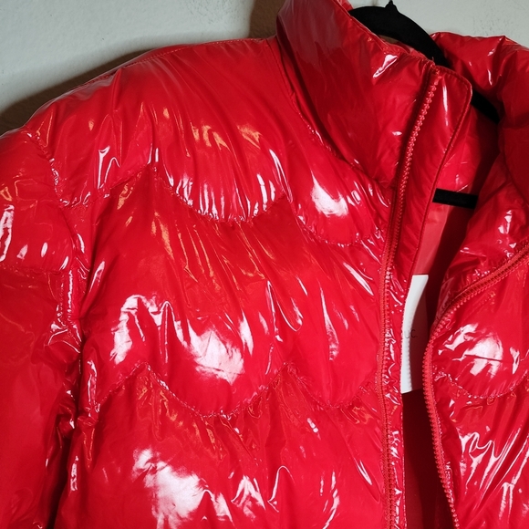 NWT DELUC Versani Shiny Red Puffer Zip Jacket Nylon Size XS - Picture 11 of 16